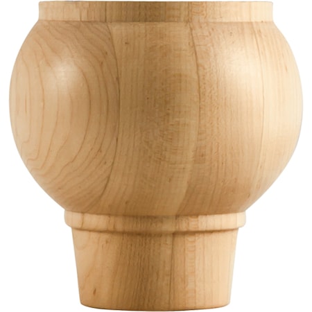 Hardware Resources 4" Wx4"Dx4"H Hard Maple Round Tapered Bun Foot BF14-5-HMP